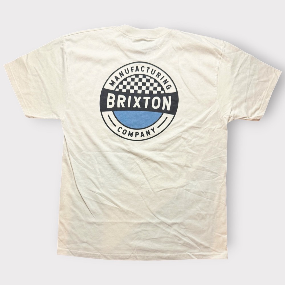 Brixton Manufacturing Company Graphic T-Shirt Mens‎ Large Cream Off-White Cotton